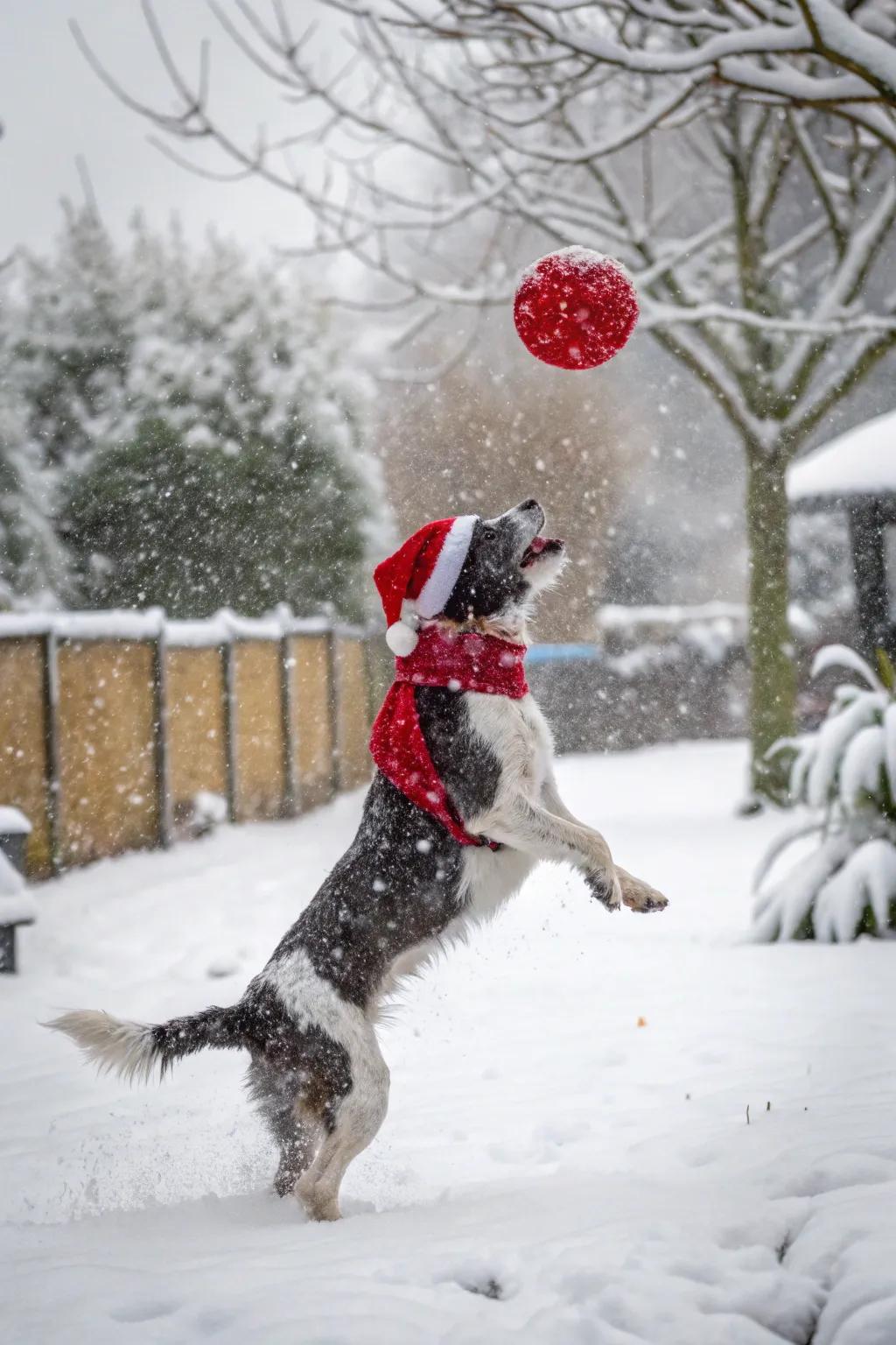 Santa's Little Helper enjoys a lively game of get in the snow.