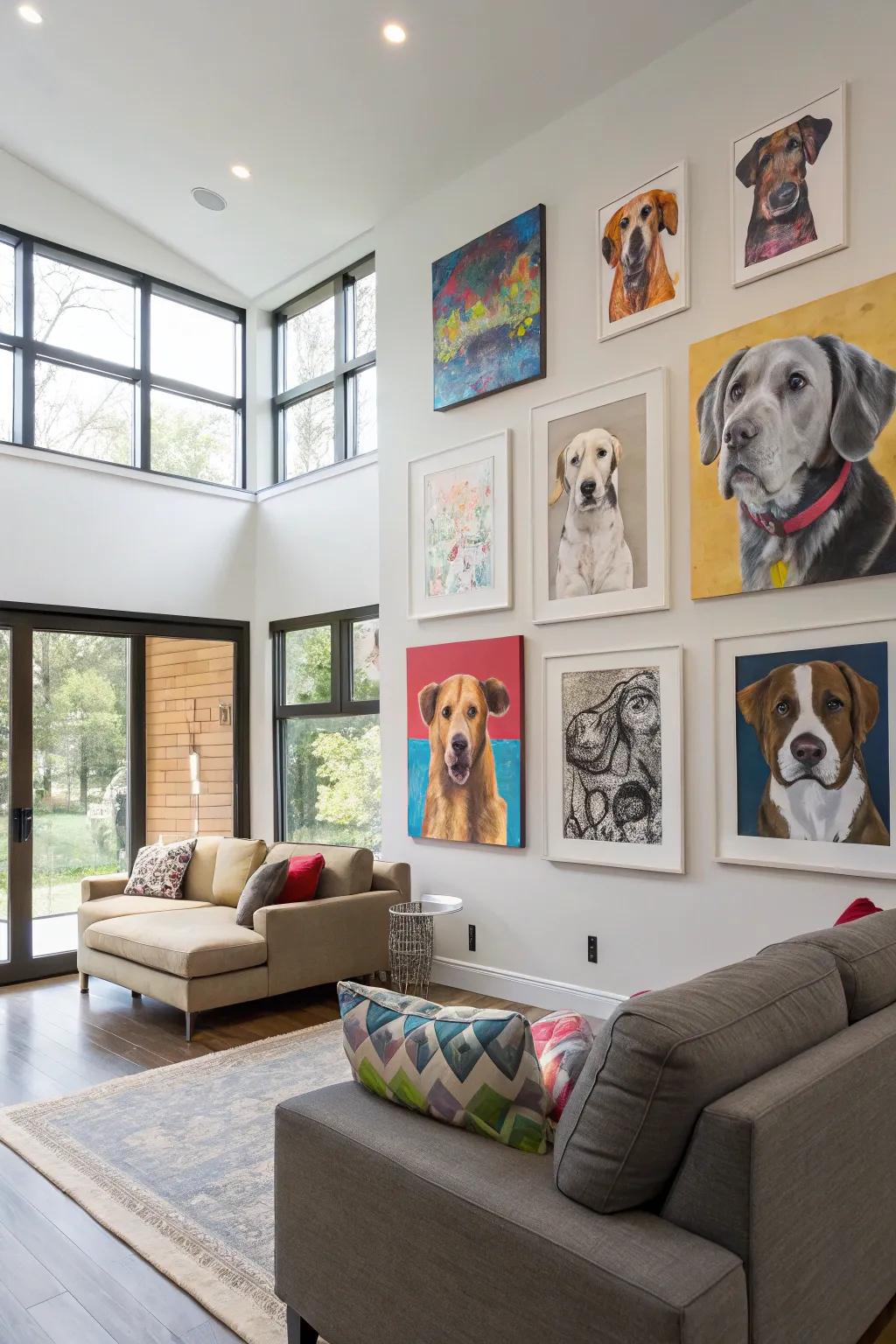 A wall gallery that celebrates our love for dogs.