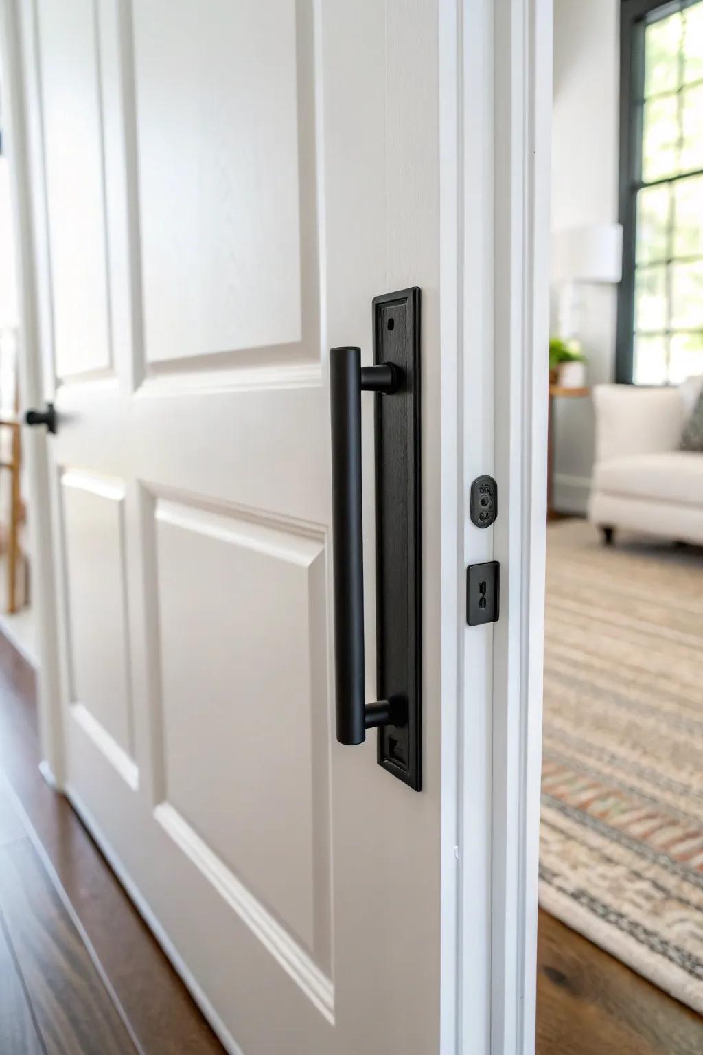 Matte black handles providing a contemporary look.