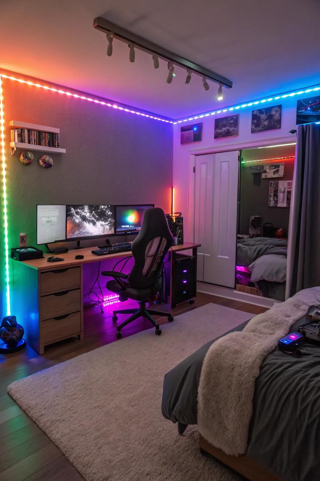 LED strips bestow a captivating radiance to every gaming chamber.
