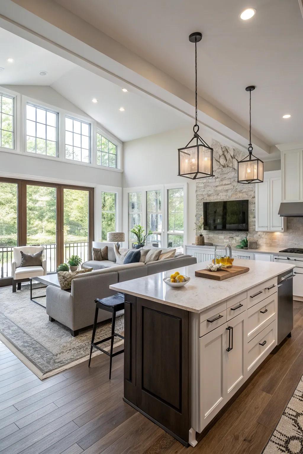 An open-concept kitchen that merges seamlessly with the living space.