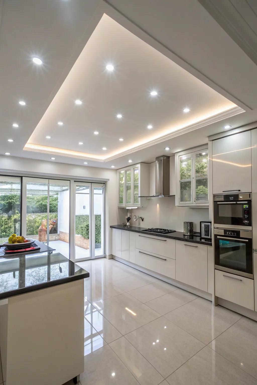Inset lights create a sleek look in any kitchen.