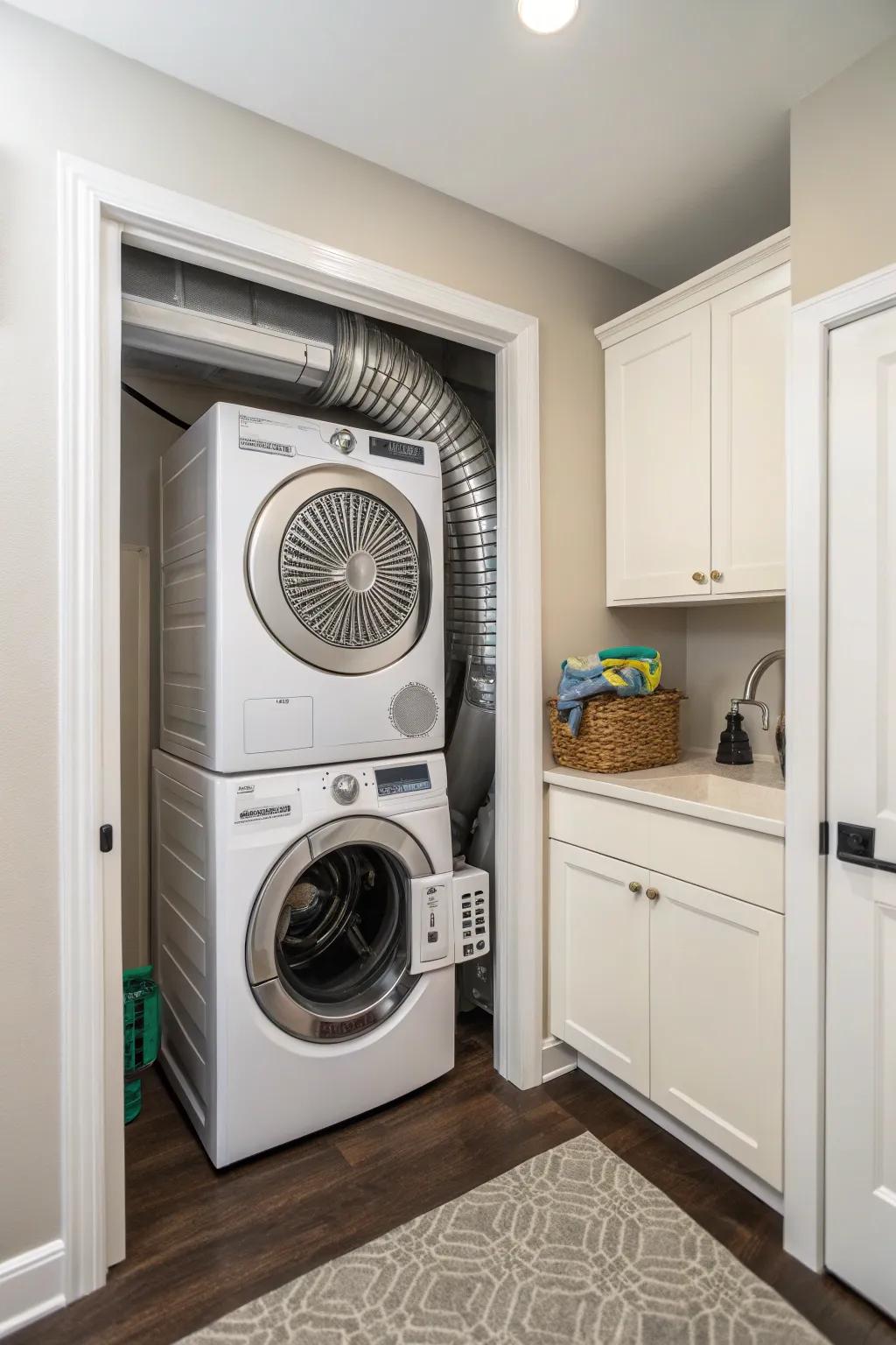 Periscope vents are an elegant solution for restricted laundry spaces.