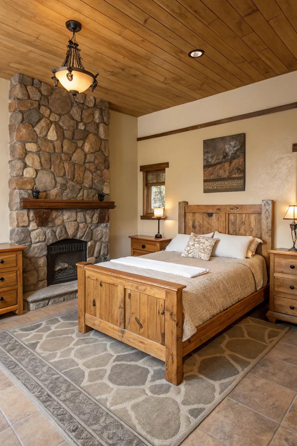 Innate elements like wood and stone construct a down-to-earth ambiance.