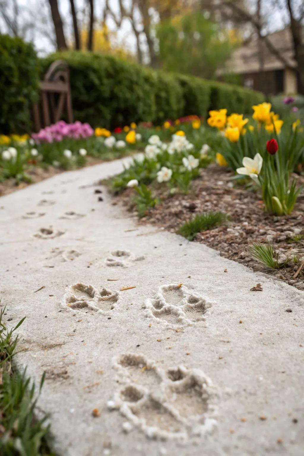 Construct bunny footprints with baking powder for a spellbinding Easter adventure.