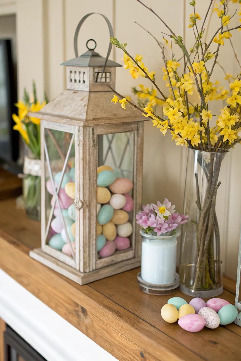 A timeless touch with pastel Easter eggs in an orb.