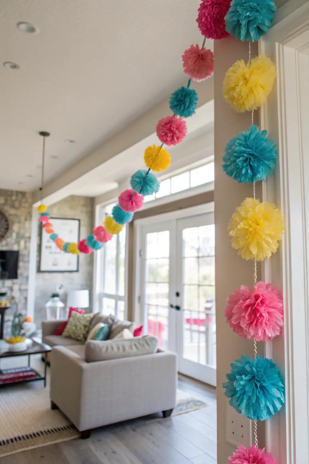 Elevate your space's feel with an endearing fluffy sphere garland.