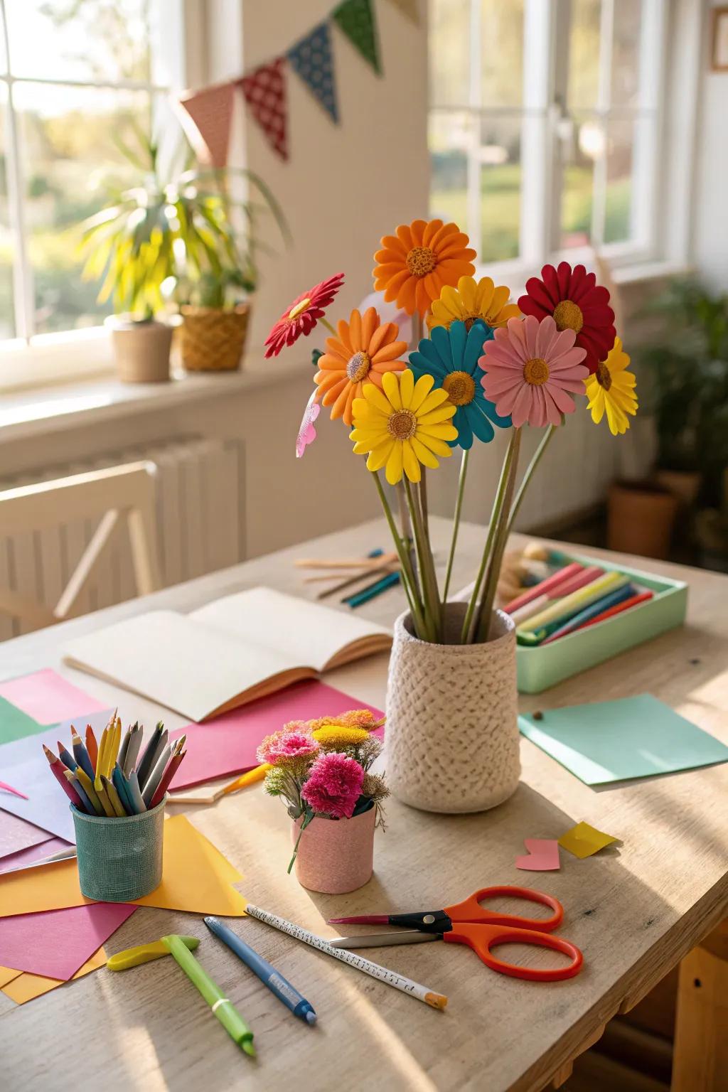 Paper blossoms brighten up every space.