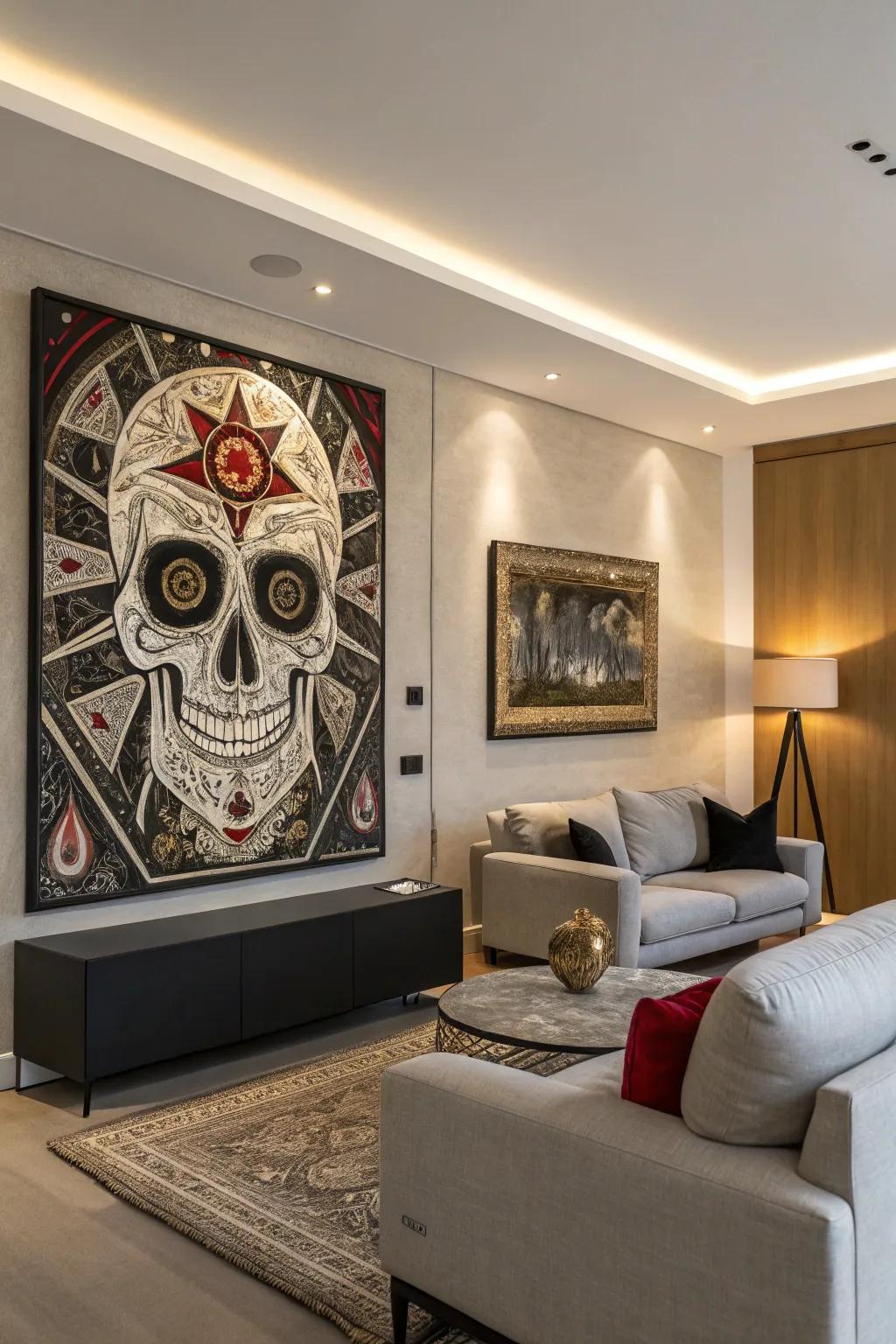 Striking designs like craniums can transform your walls into an audacious declaration.