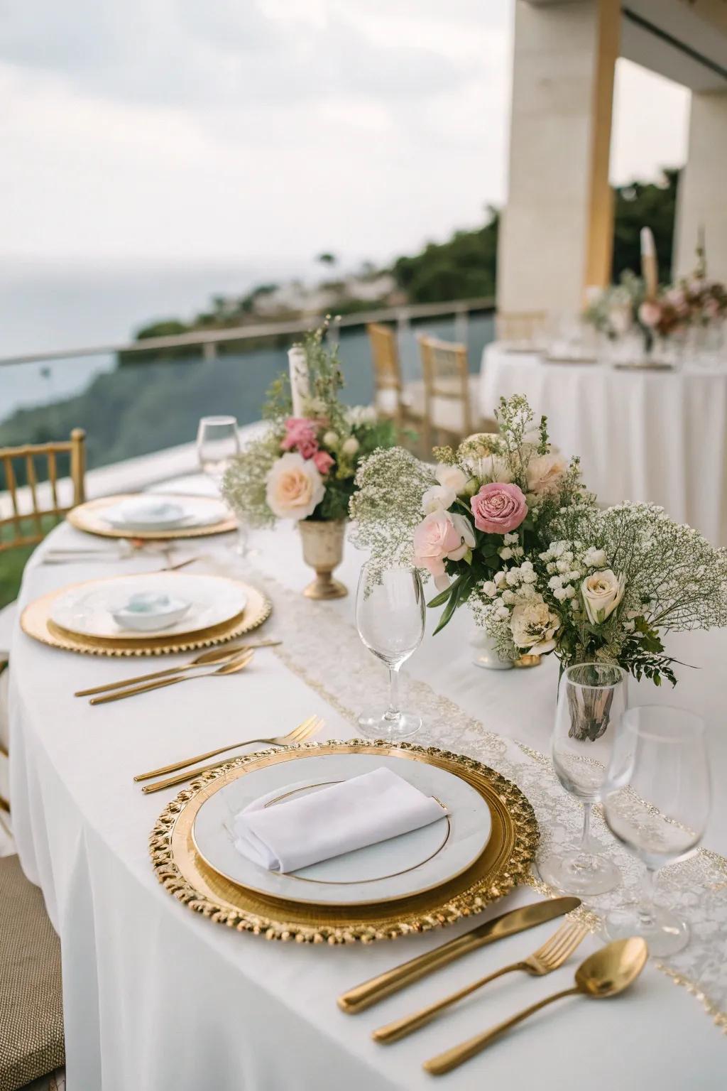 Gilded details bring a hint of charm to this sophisticated tablescape.