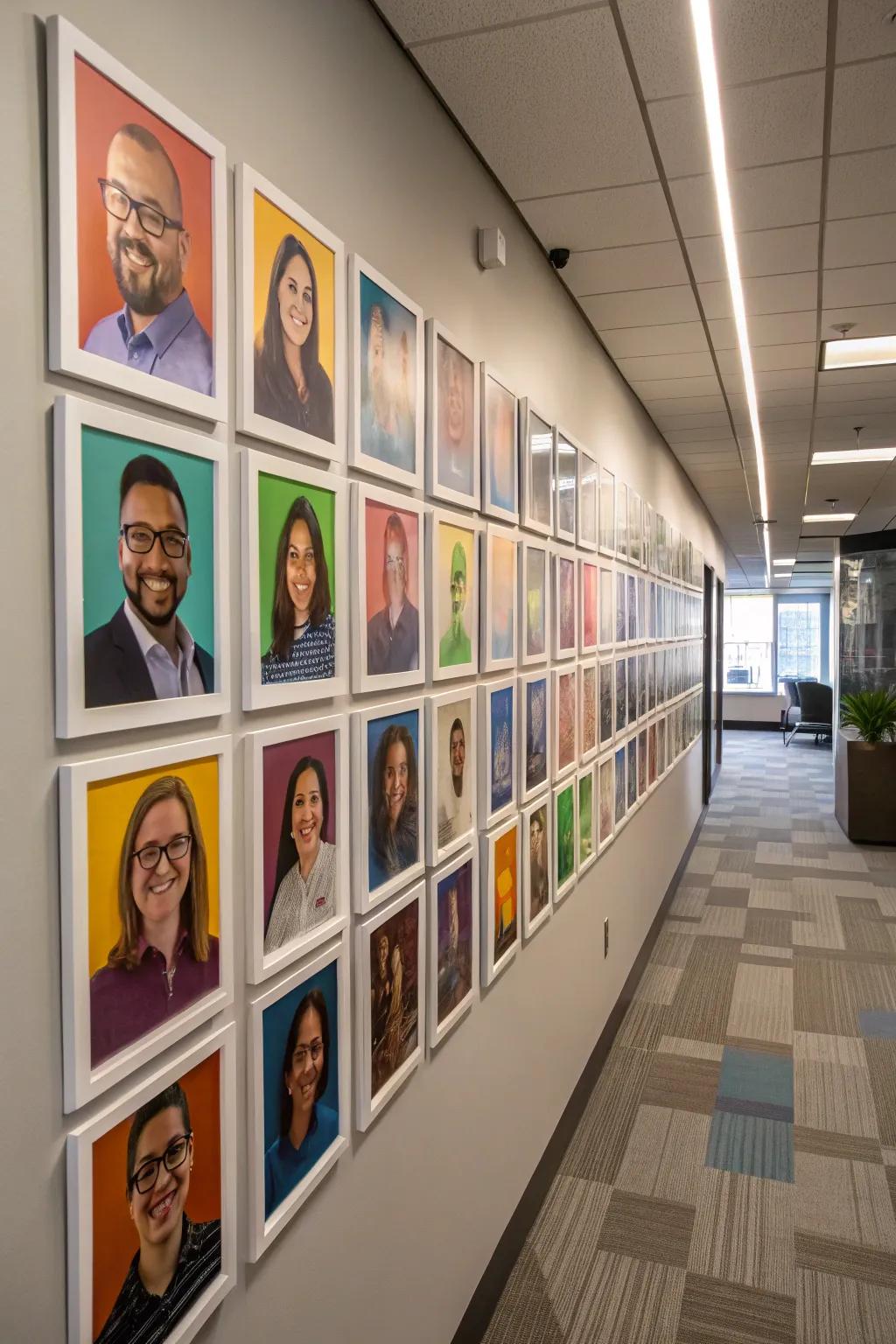 A collage of staff portraits, contributing to a warm and personal atmosphere.
