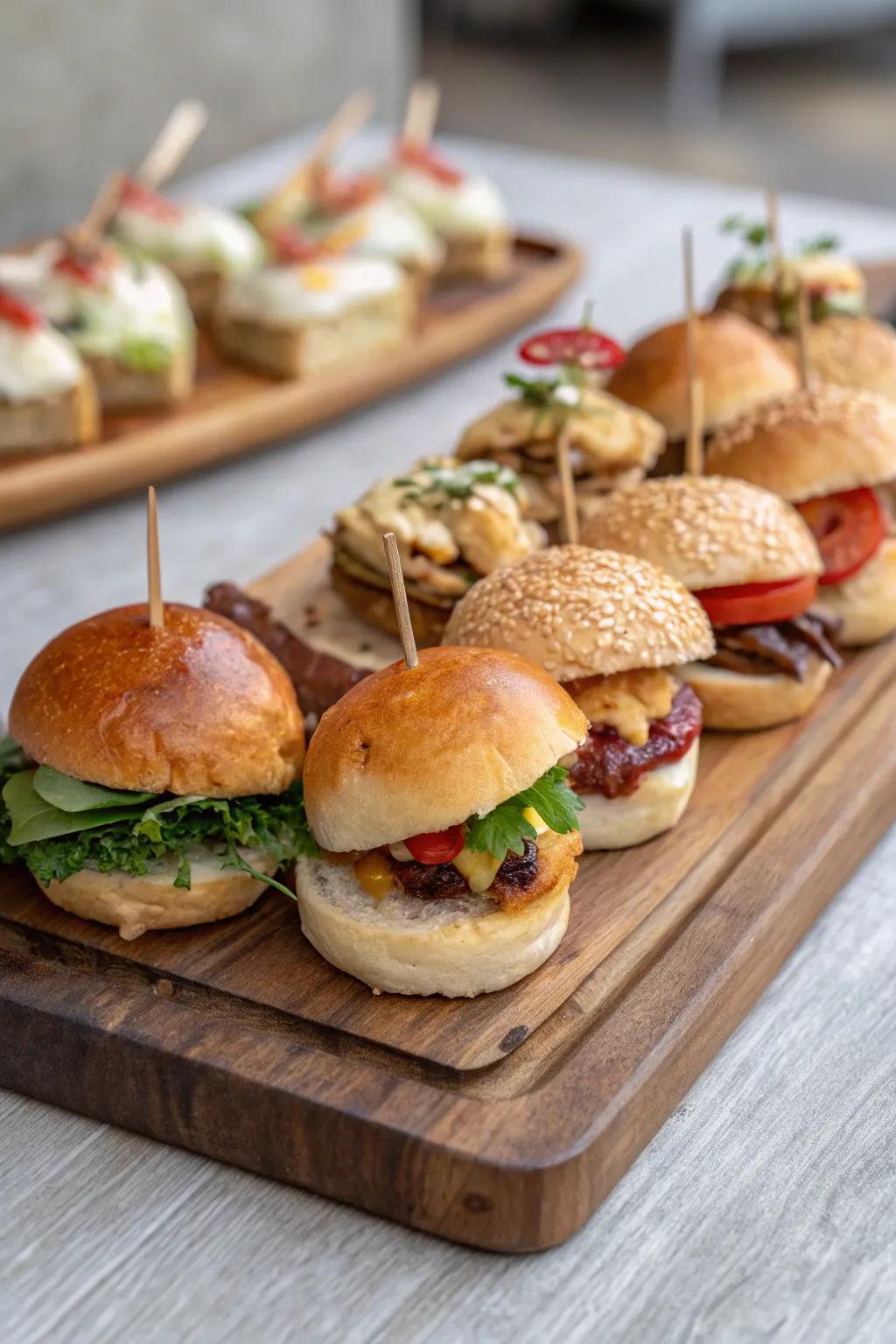 An irresistible collection of tiny sandwiches and sliders, ideal for any sophisticated brunch.