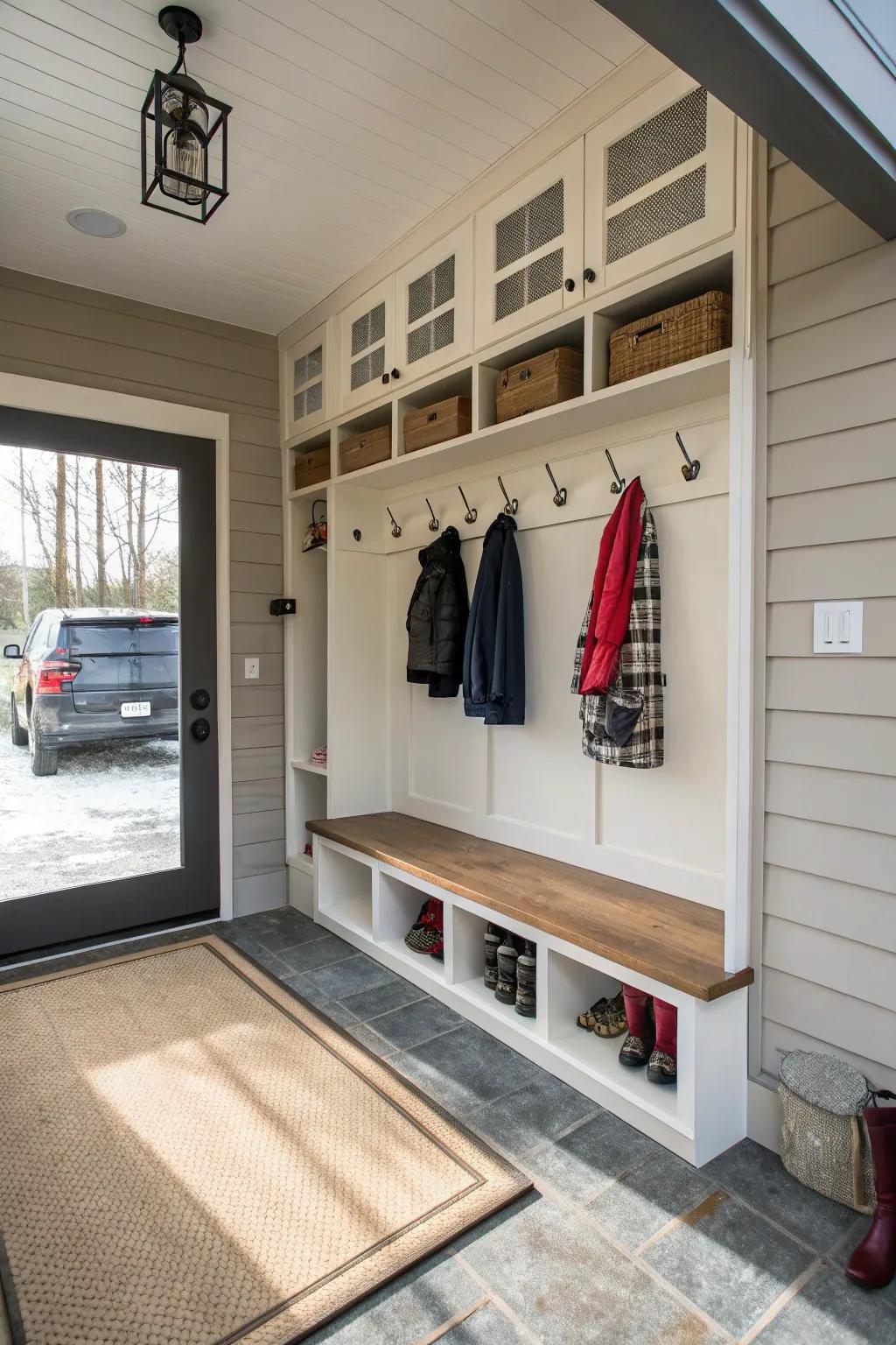 Convert your entry into a functional mudroom with smart storage options.
