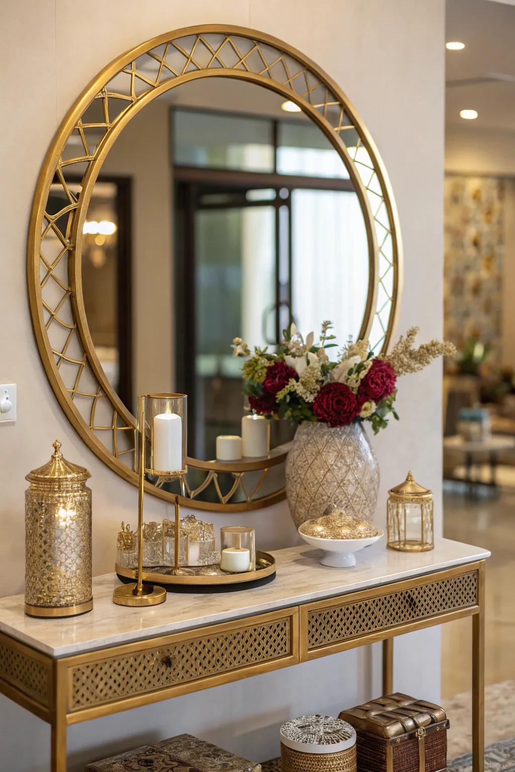 A grand mirror has the ability to open up your entryway, making it feel more expansive and welcoming.