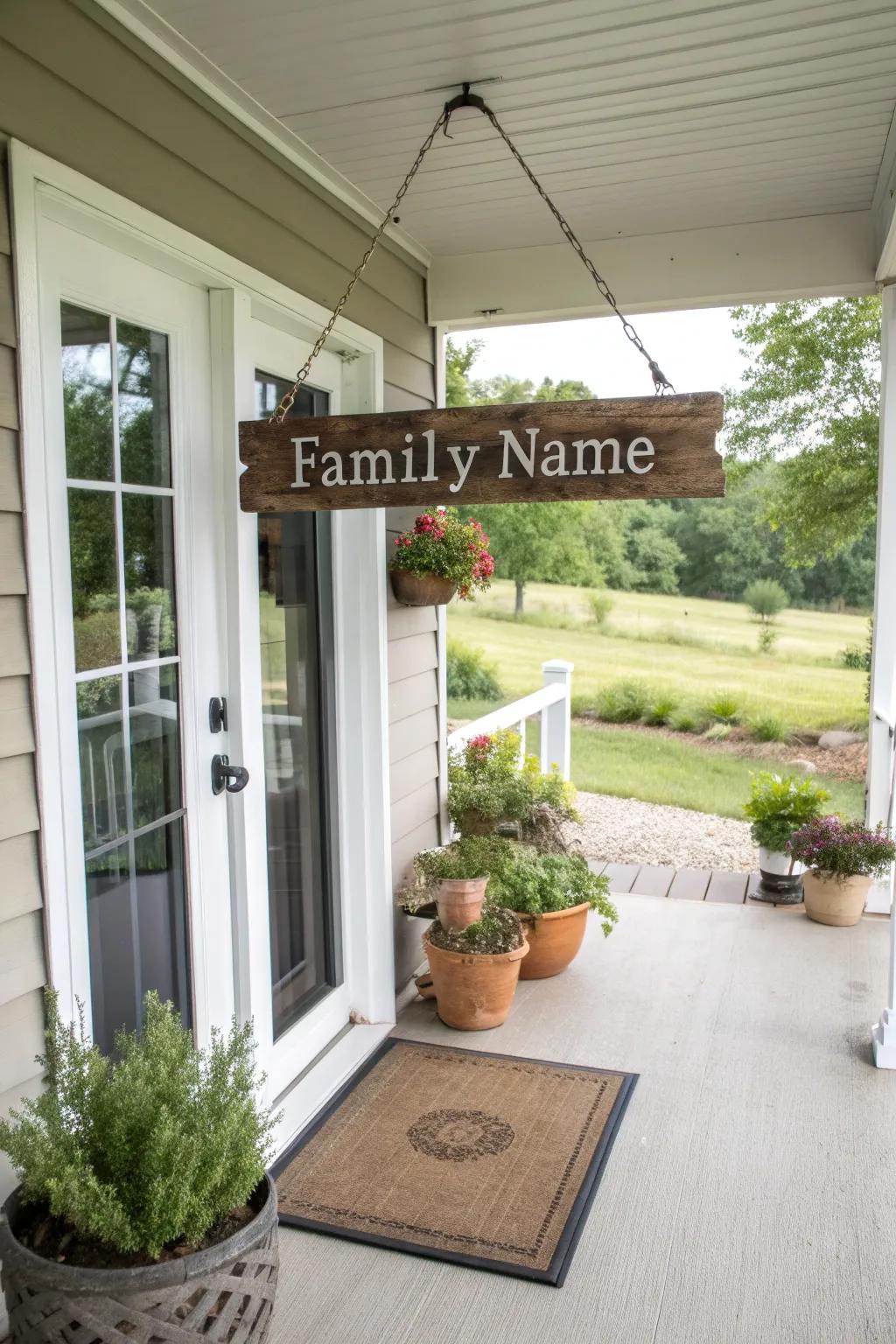 A personalized marker at the entrance creates a heartwarming initial impression.