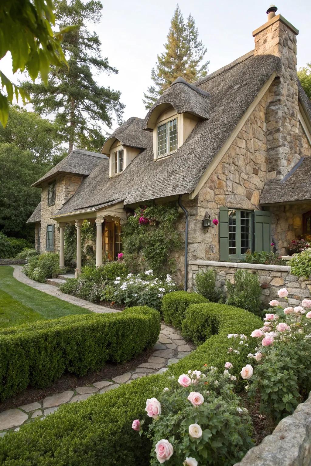 Accent walls of natural stone bring the serene beauty of the mountains right to your doorstep.