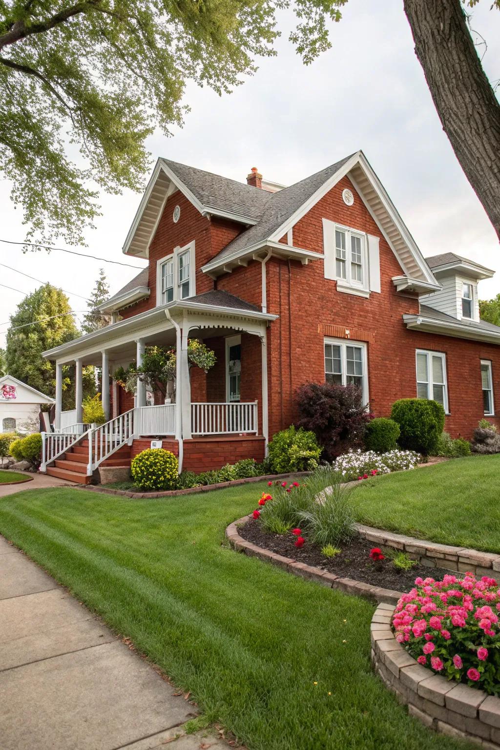Classic red brick homes radiate timeless elegance.