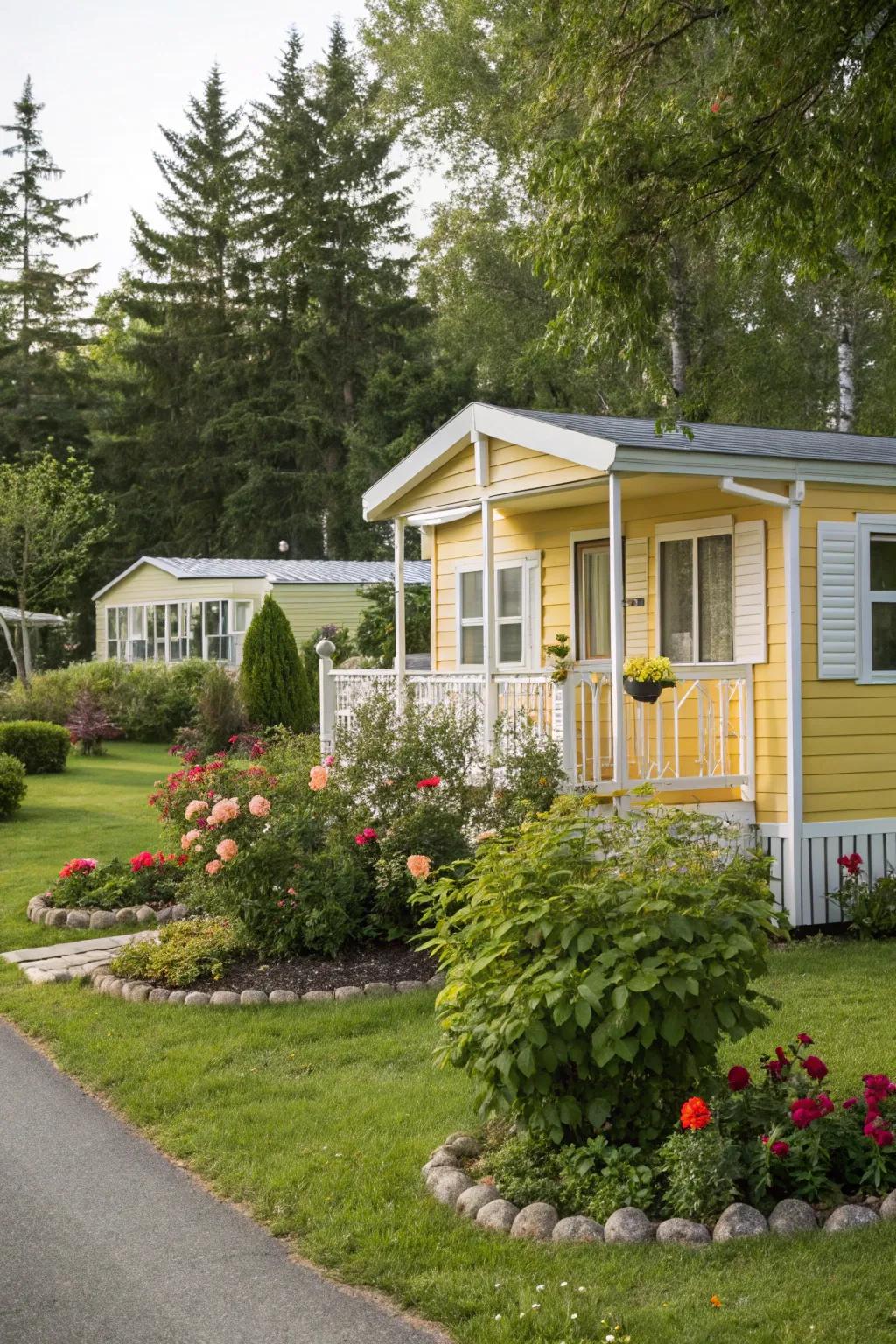 A sunny yellow exterior exudes a cheerful and welcoming vibe.