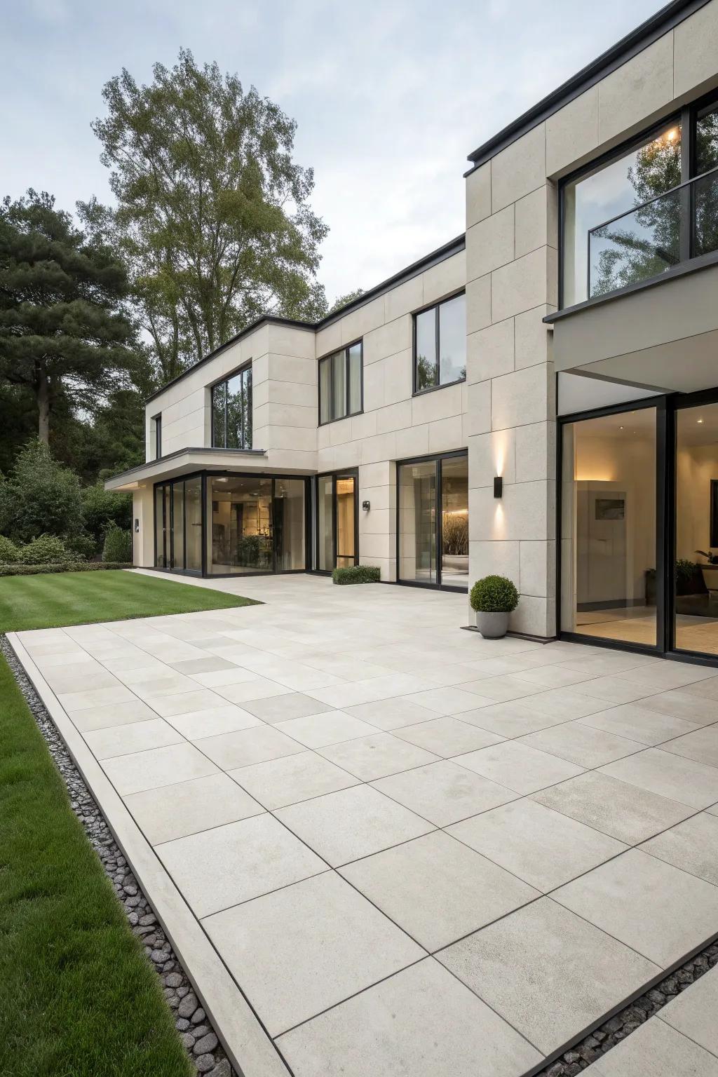 Large format cladding crafts a modern, seamless exterior.