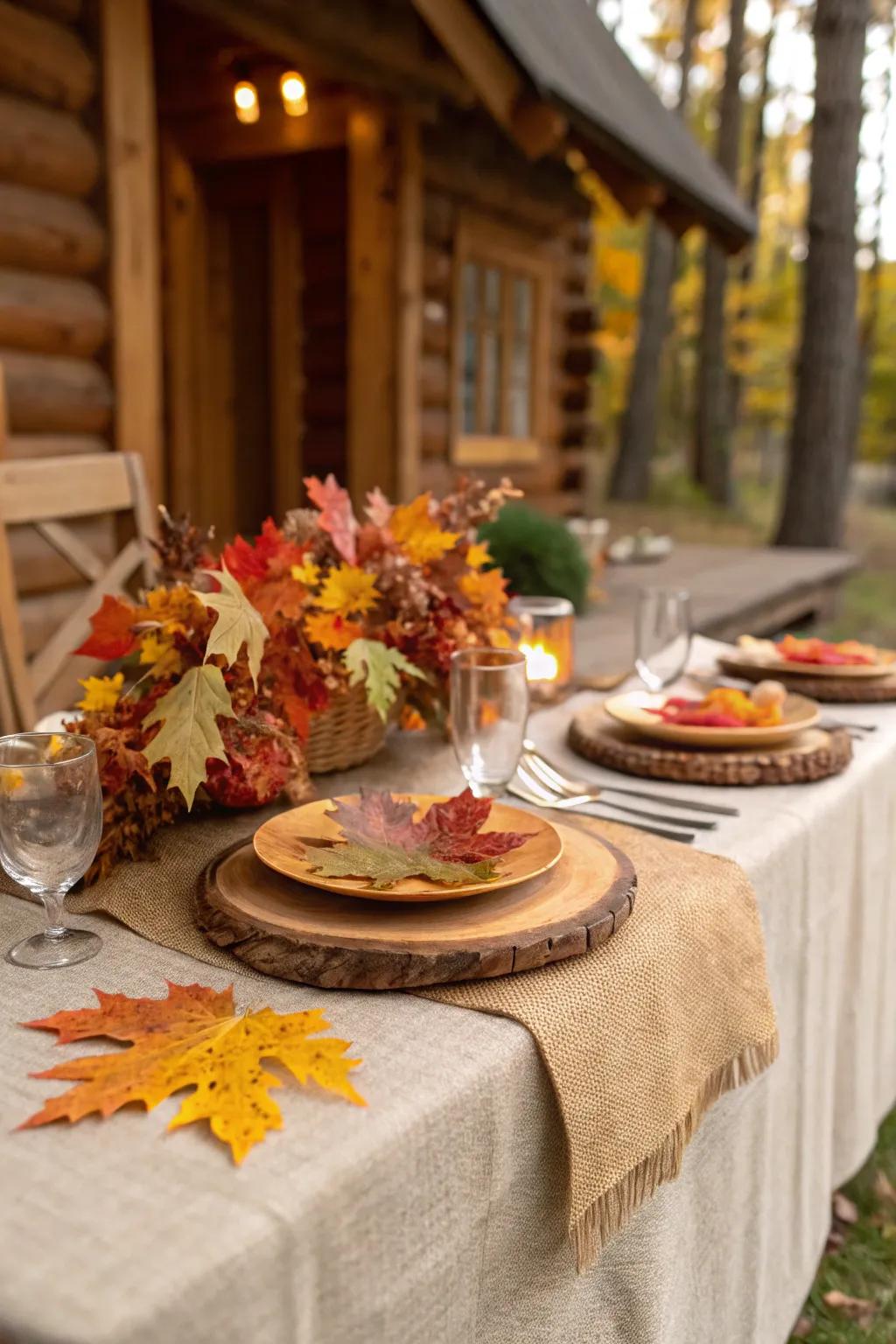 Earthy elements infuse warmth and charm into your autumn dinner table.