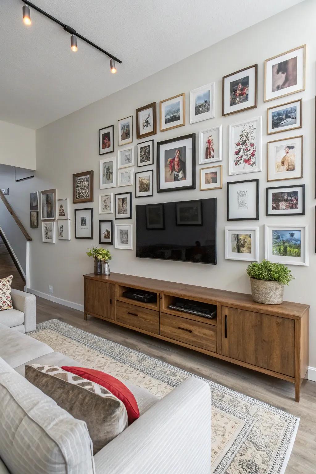 A gallery wall transforming family memories into a work of art.