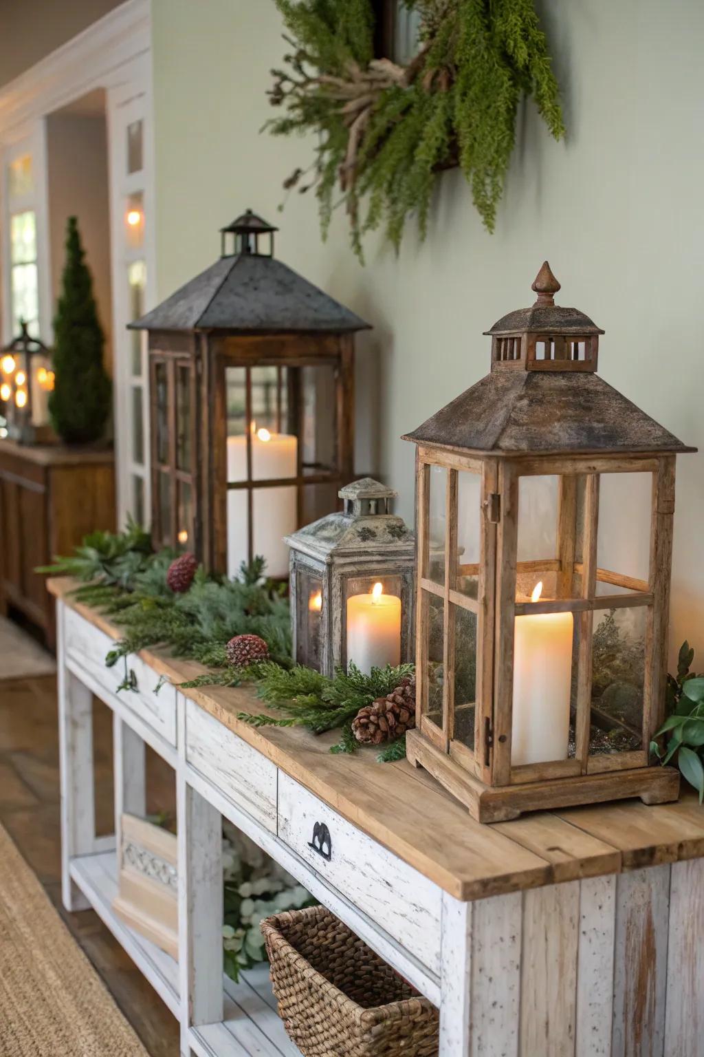 Incorporate a variety of lantern sizes for a dynamic effect.