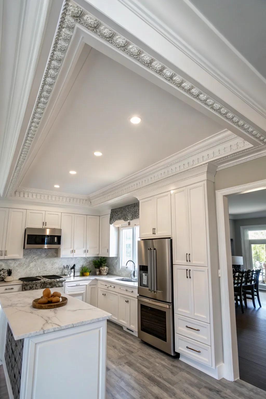 Quick as can be: Adhesive crown molding in action.