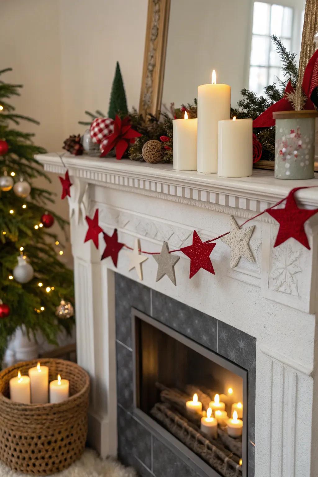 Felt star garlands give your home a holiday glow.