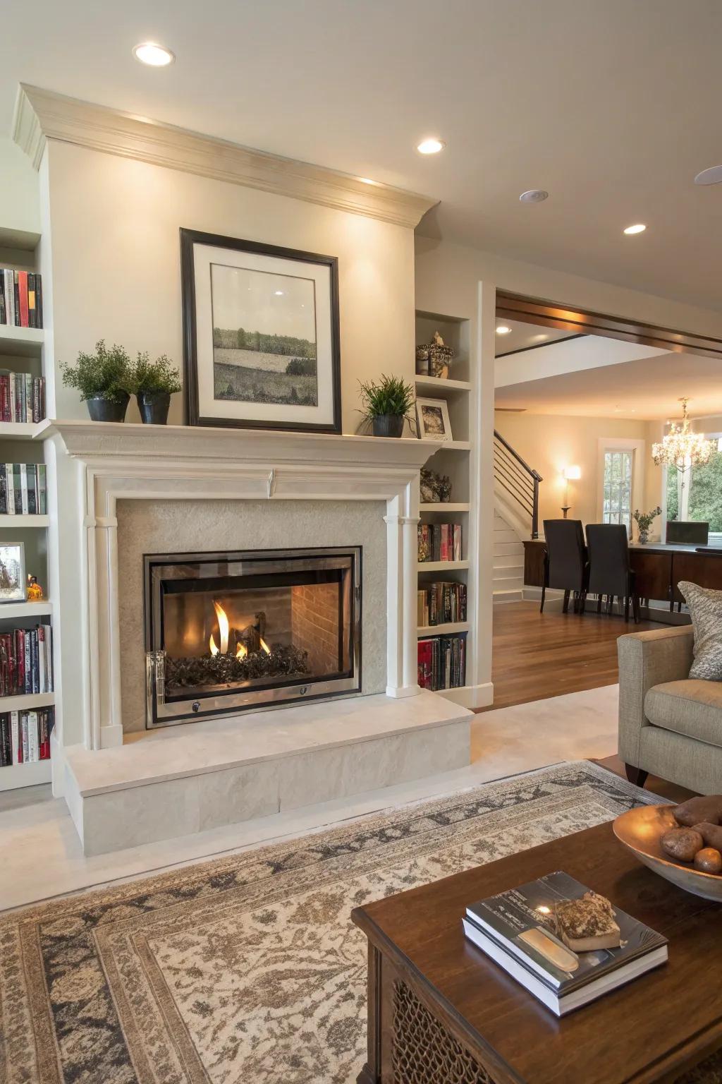 Metal framing brings an undeniably modern vibe to your fireplace.