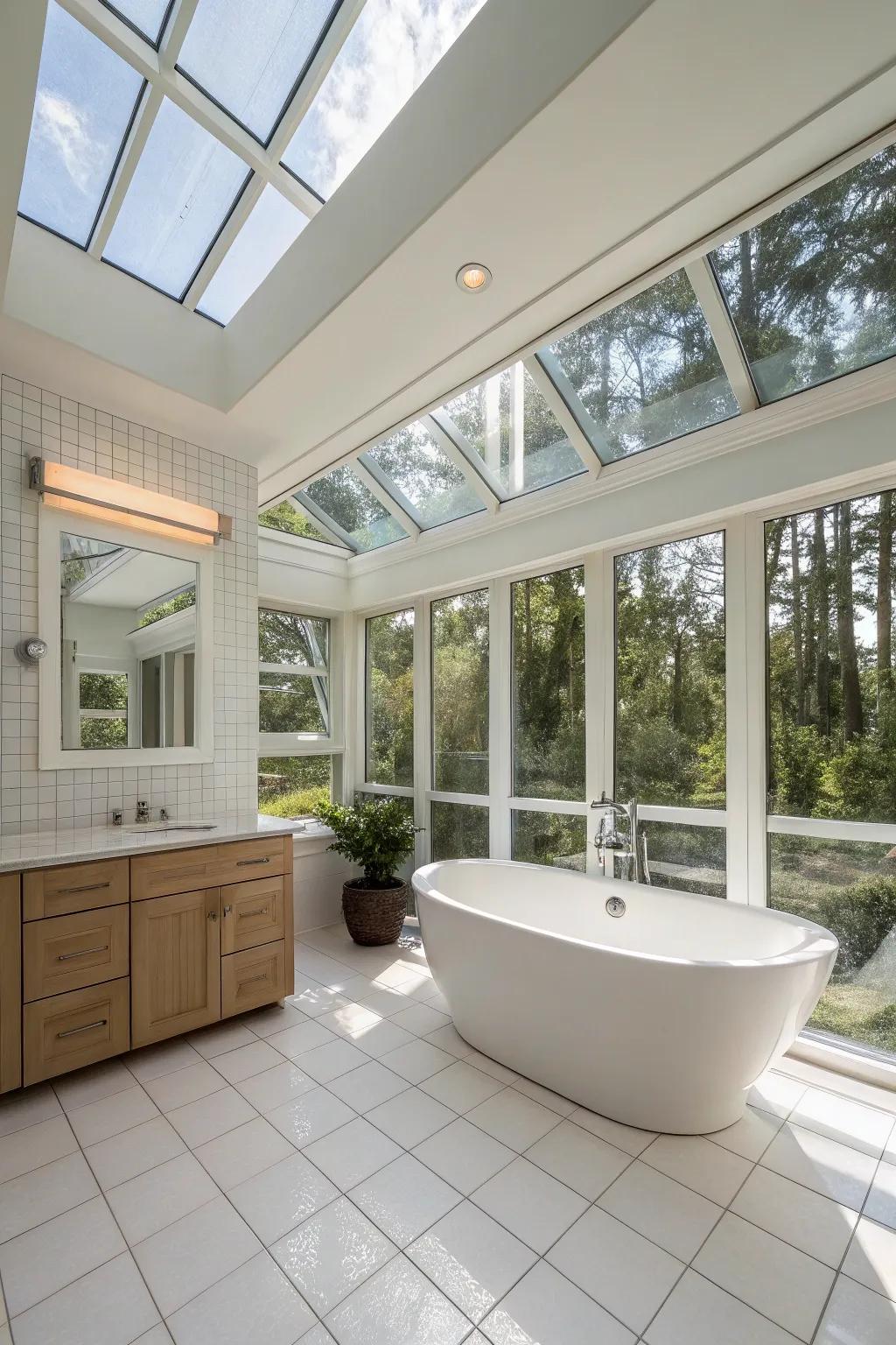 Sunlight pouring into a Florida bathroom crafts a bright and welcoming space.