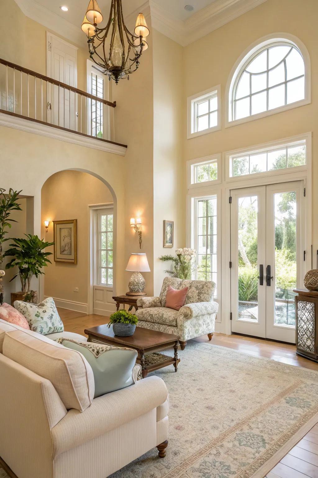 Neutral shades fashion a fresh and airy ambiance.