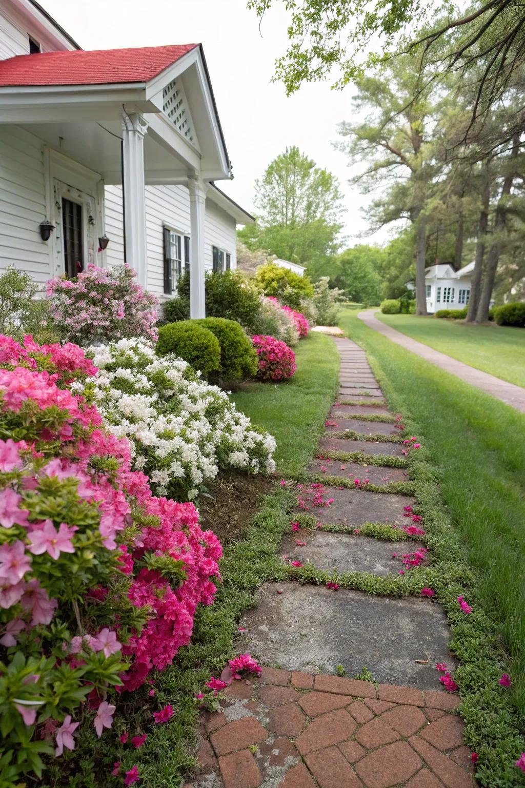 Create an unforgettable first impression with an azalea-filled front yard.