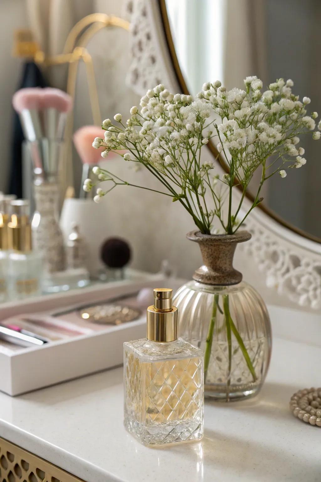 Give old fragrance bottles a second life as graceful flower containers with a hint of opulence.