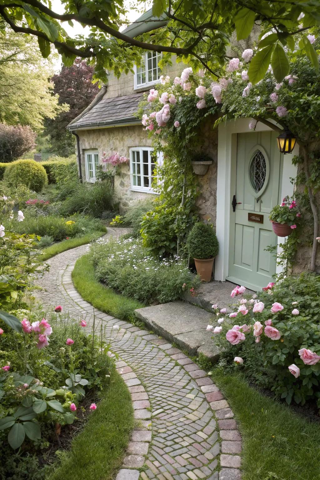 Sett pathways craft an inviting passage to your main entrance.