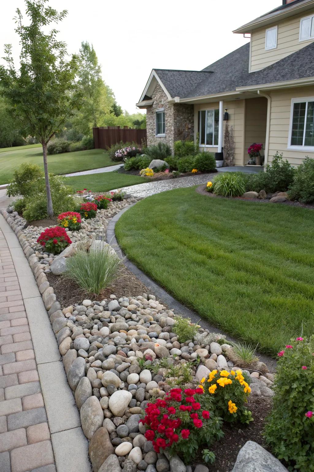 Borders made of river rock enhance the beauty and structure of any garden.
