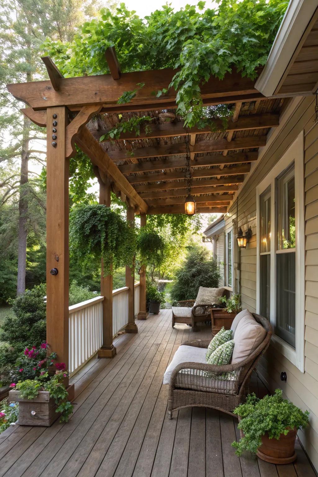 An elegant pergola offering a welcome shade.