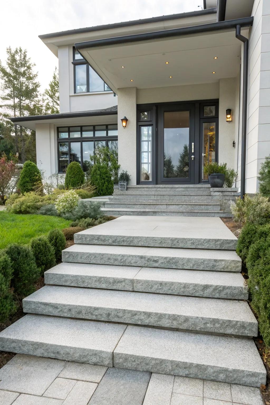 Mineral composite steps deliver durability and timeless sophistication to your home.