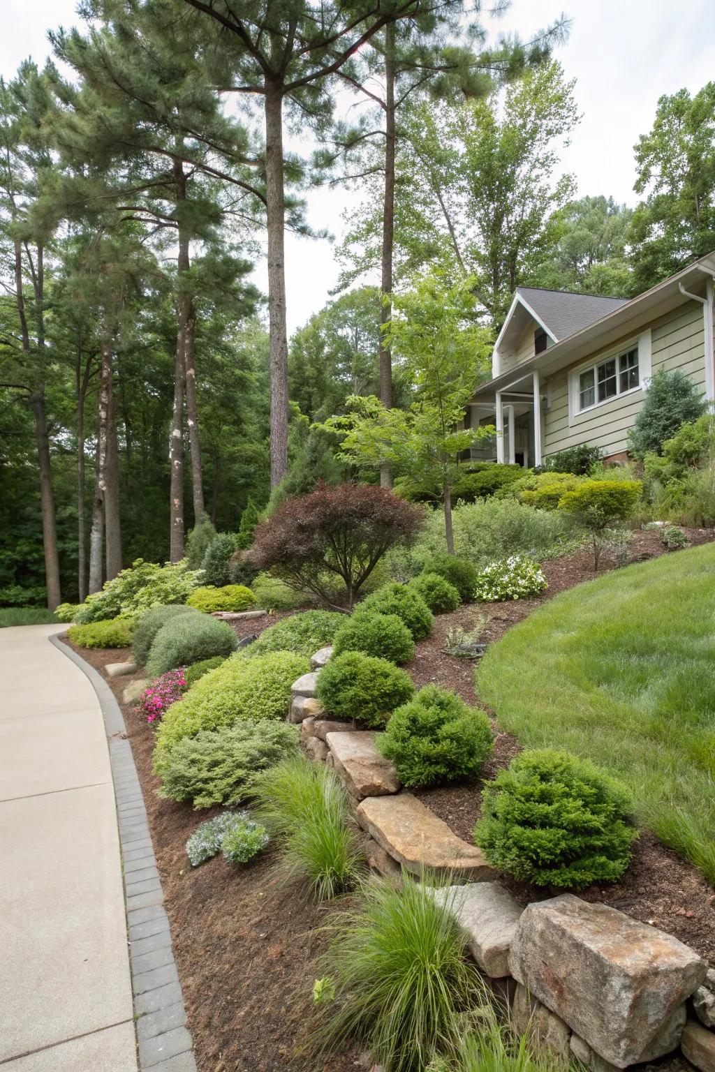 Layered plants produce an appealing and textured effect.