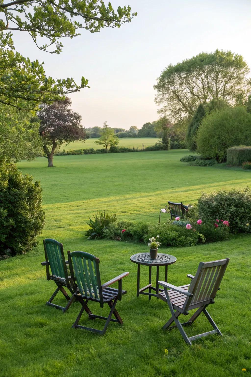 A verdant lawn sets an inviting stage for front yard enjoyment.