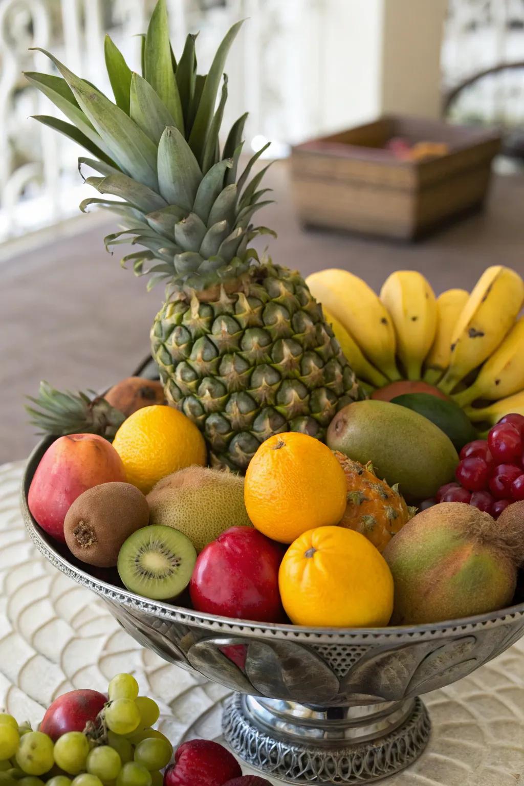 A vibrant tropical fruit display perfect for summer get-togethers.