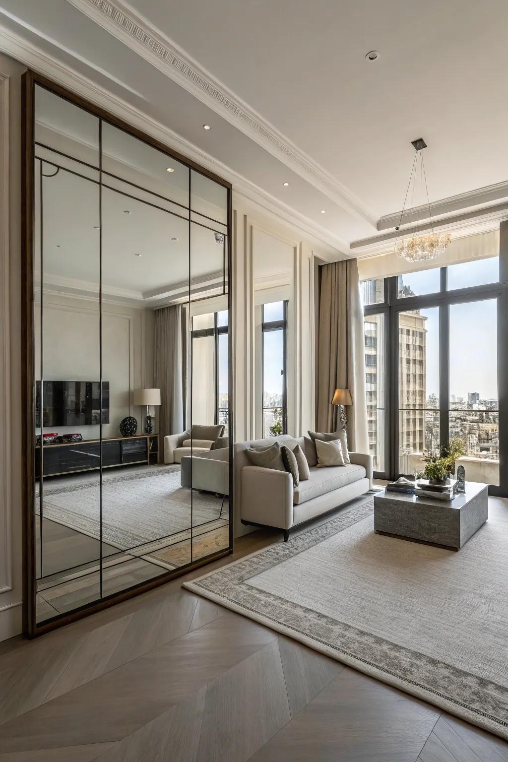 Mirrors extending from floor to ceiling can significantly amplify the sense of space.