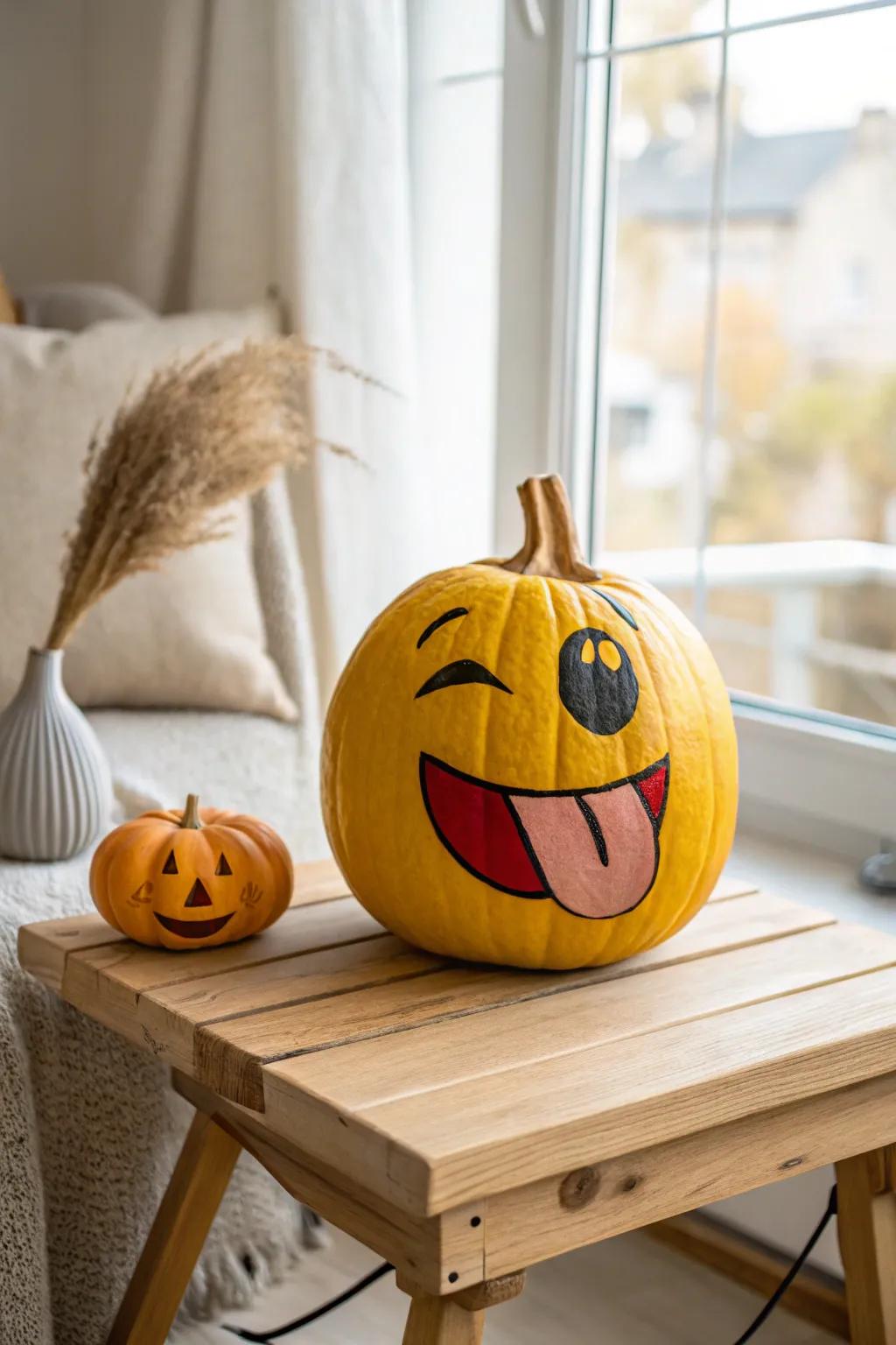 Infuse a dash of merriment into your d&eacute;cor with a sassy grin gourd! 🎃😉