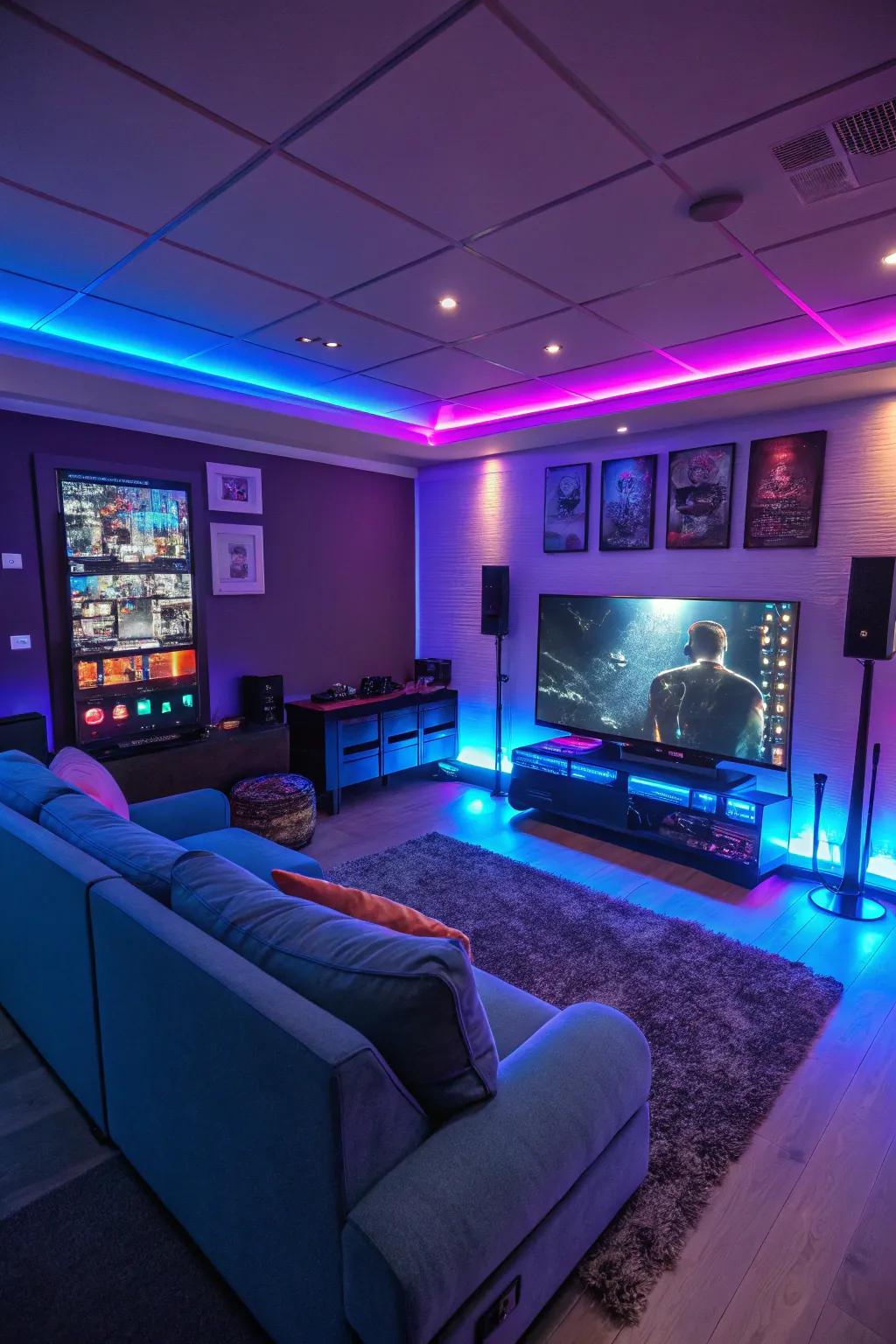 Gaming space elevated with LED mood lighting for a captivating feel.