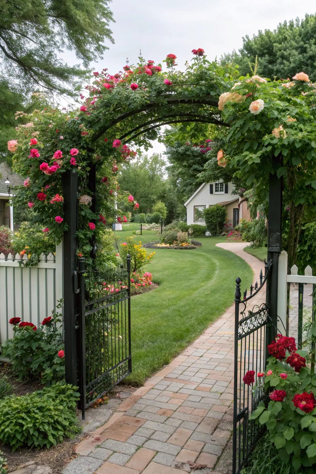 A gateway transformed into a blooming paradise.