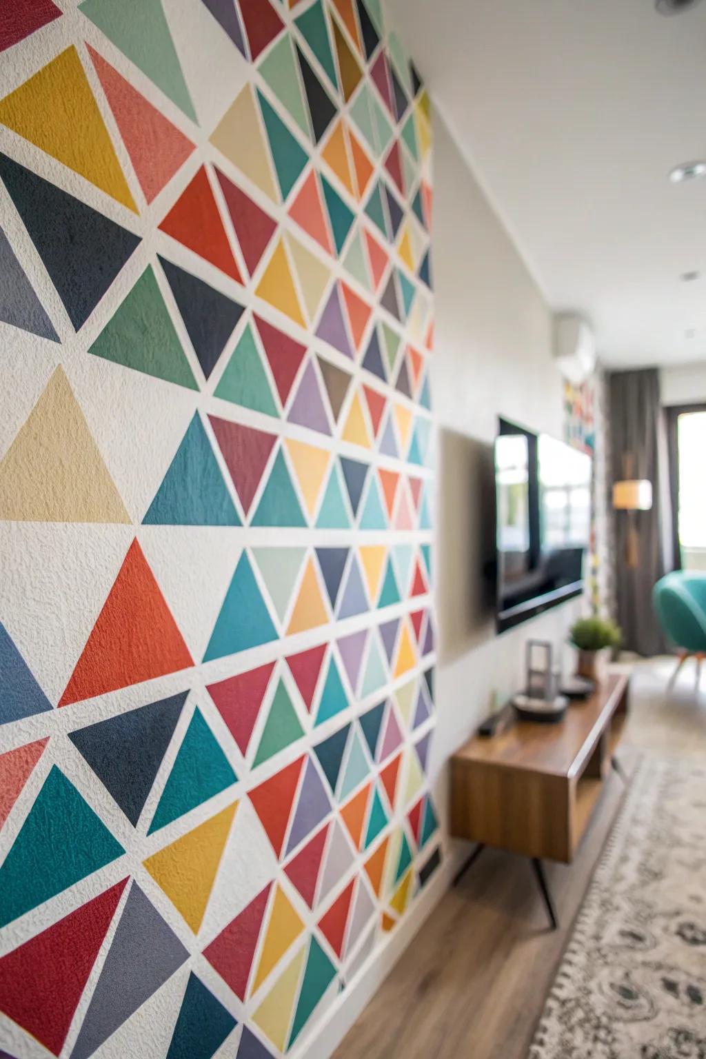 Vibrant triangles introduce a dynamic and up-to-date flair to any environment.