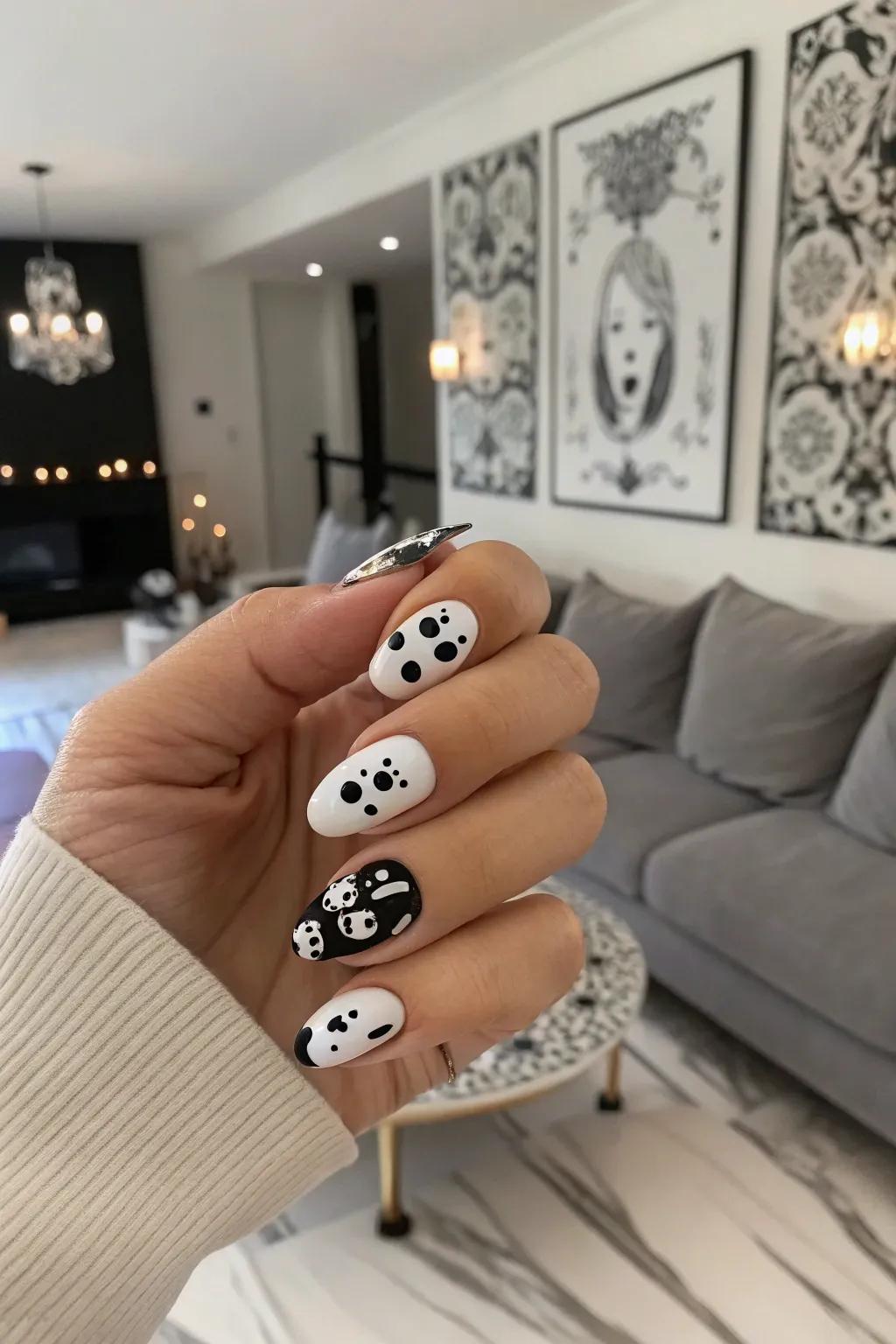 Classic black and white specter nails: timeless and chic