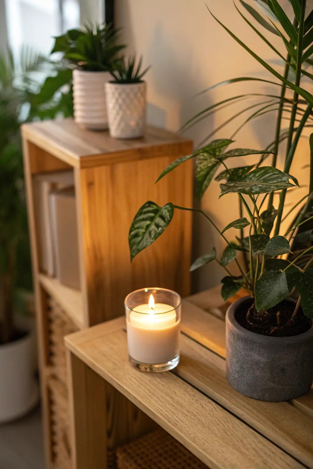 A simple yet delightful scented candle to enhance any space.