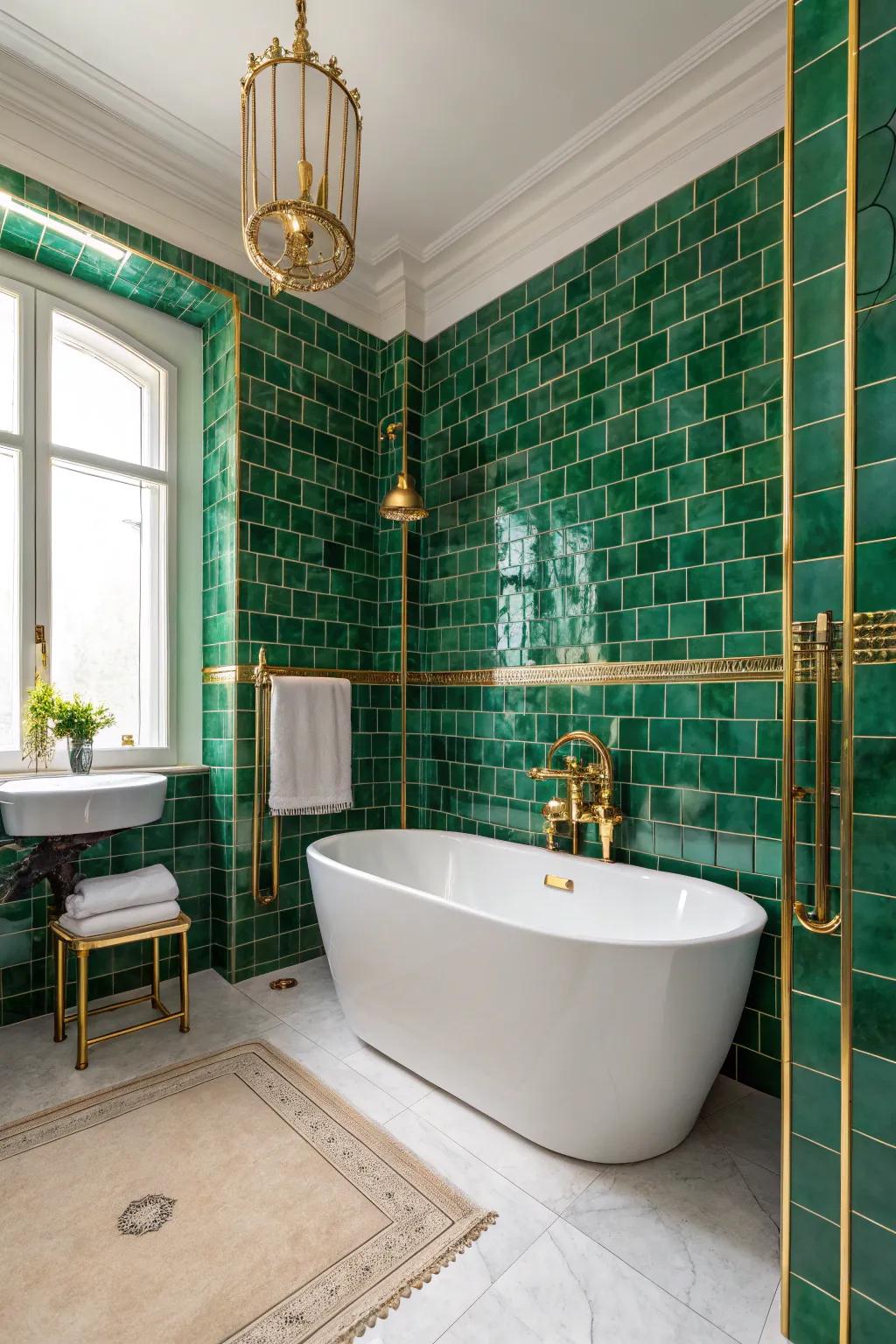 Verdant facets elevate your bathroom's elegance to a new level.