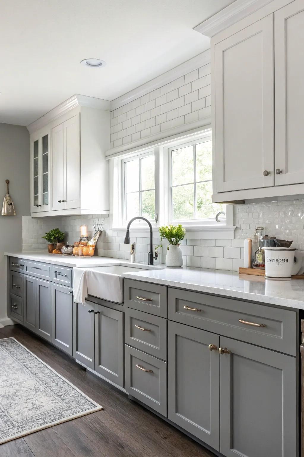 Monochrome cabinetry with a chic balance of grey and white