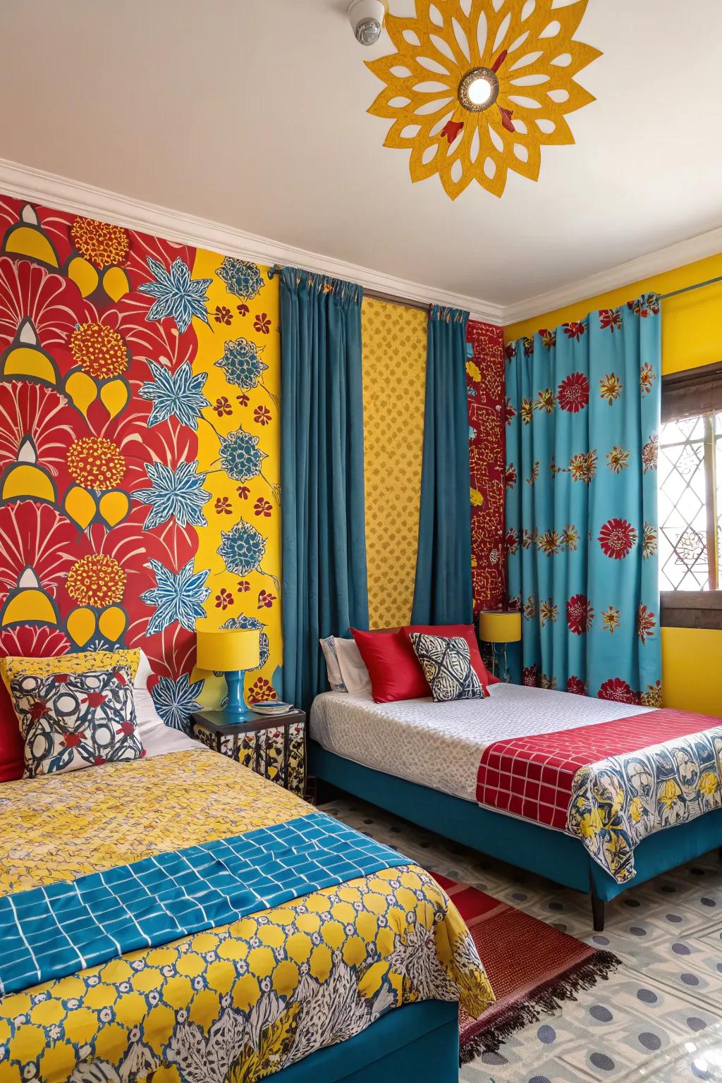 Bold shades and designs fashion an animated and welcoming space.